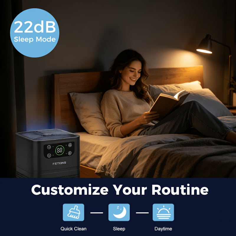 Compact H13 Air Purifier with Aromatherapy Pad, 3-Stage Filtration, Four Fan Speeds, Sleep Mode and Filter-Life Display for Bedroom and Home Office
