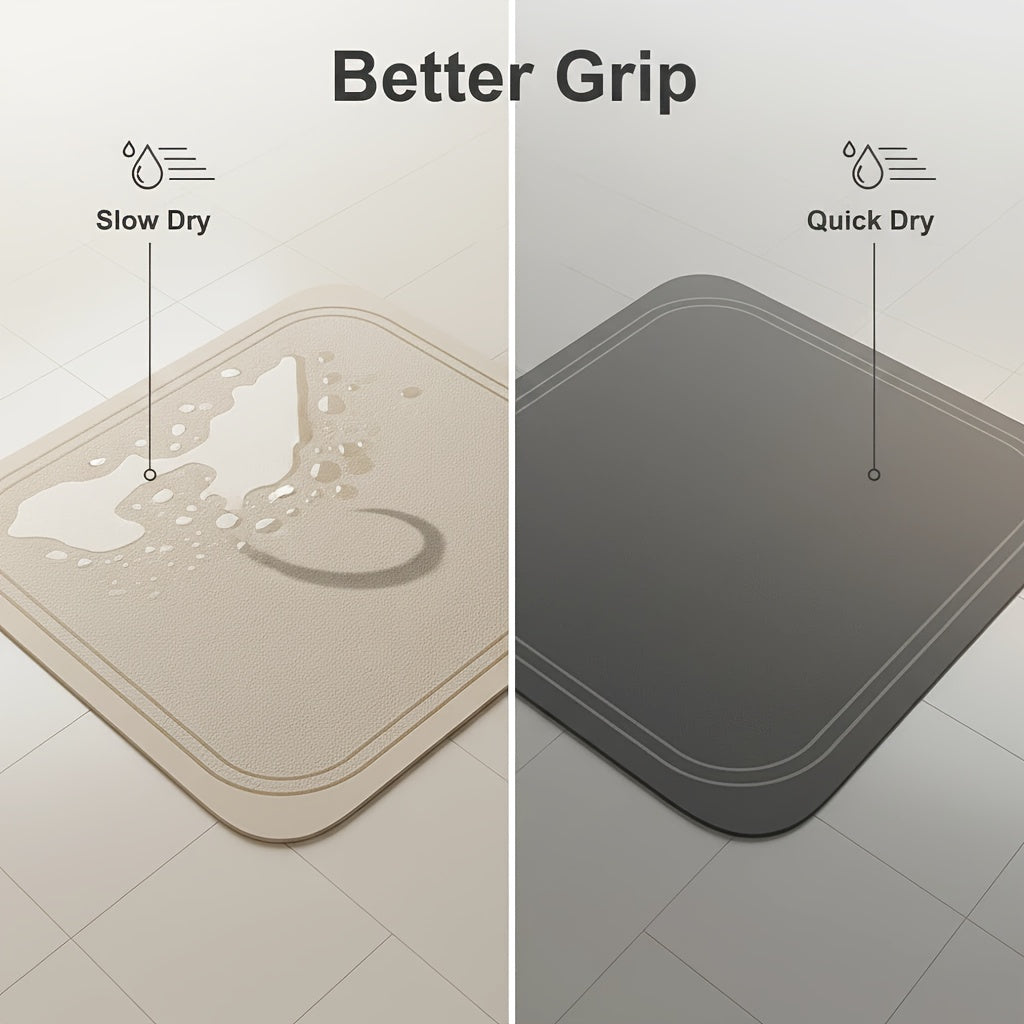 Quick-Drying Bathroom Mat with Diatomaceous Earth Reference, Soft Absorbent Bath Floor Mat with Listed Anti-Slip Design for Shower and Bathtub Areas