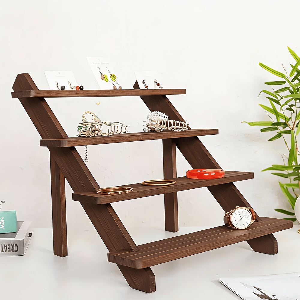 Wooden Display Stand with Vintage Styling, Three, Four or Five Tier Options for Jewelry, Packaged Desserts and Decorative Home or Retail Arrangements
