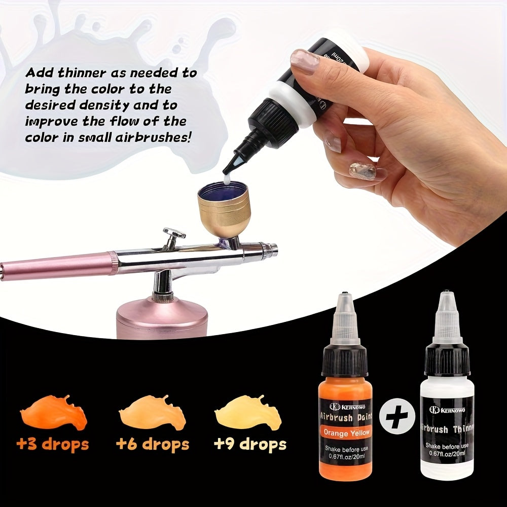Airbrush Paint Set with Thinner, Water-Based Acrylic in 15, 26 or 36 Color Options with Listed 20ml Bottles for Compatible DIY Art and Hobby Projects