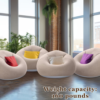 Round Lounge Sofa Chair, Single-Seat Ball Sofa in Dark Blue, Red or Brown for Living Room Relaxation, Office Breaks and Suitable Outdoor Picnic Setups