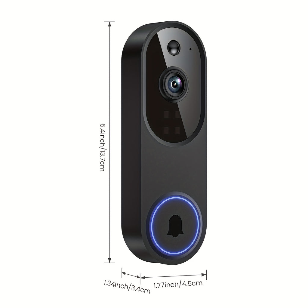 WiFi Video Doorbell 960P in Black, Dual-Band 2.4GHz and 5GHz Camera with Two-Way Audio, Color Night Vision and AI Person and Vehicle Detection