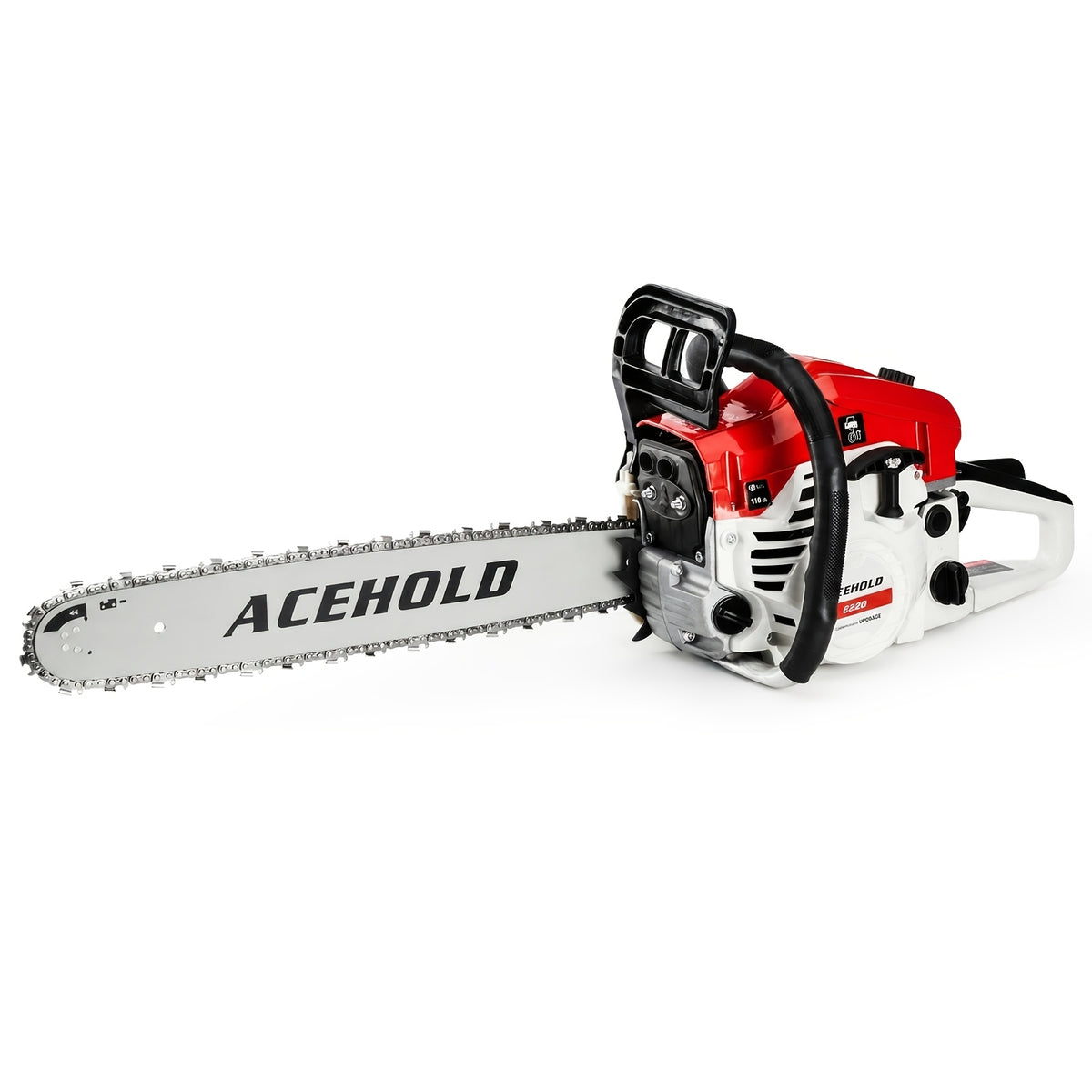 Two-Stroke Gas Chainsaw for Experienced Adult Outdoor Wood Cutting, Listed 62cc 20-Inch Red and White Model with Purple or Orange Options for Farm and Yard Projects
