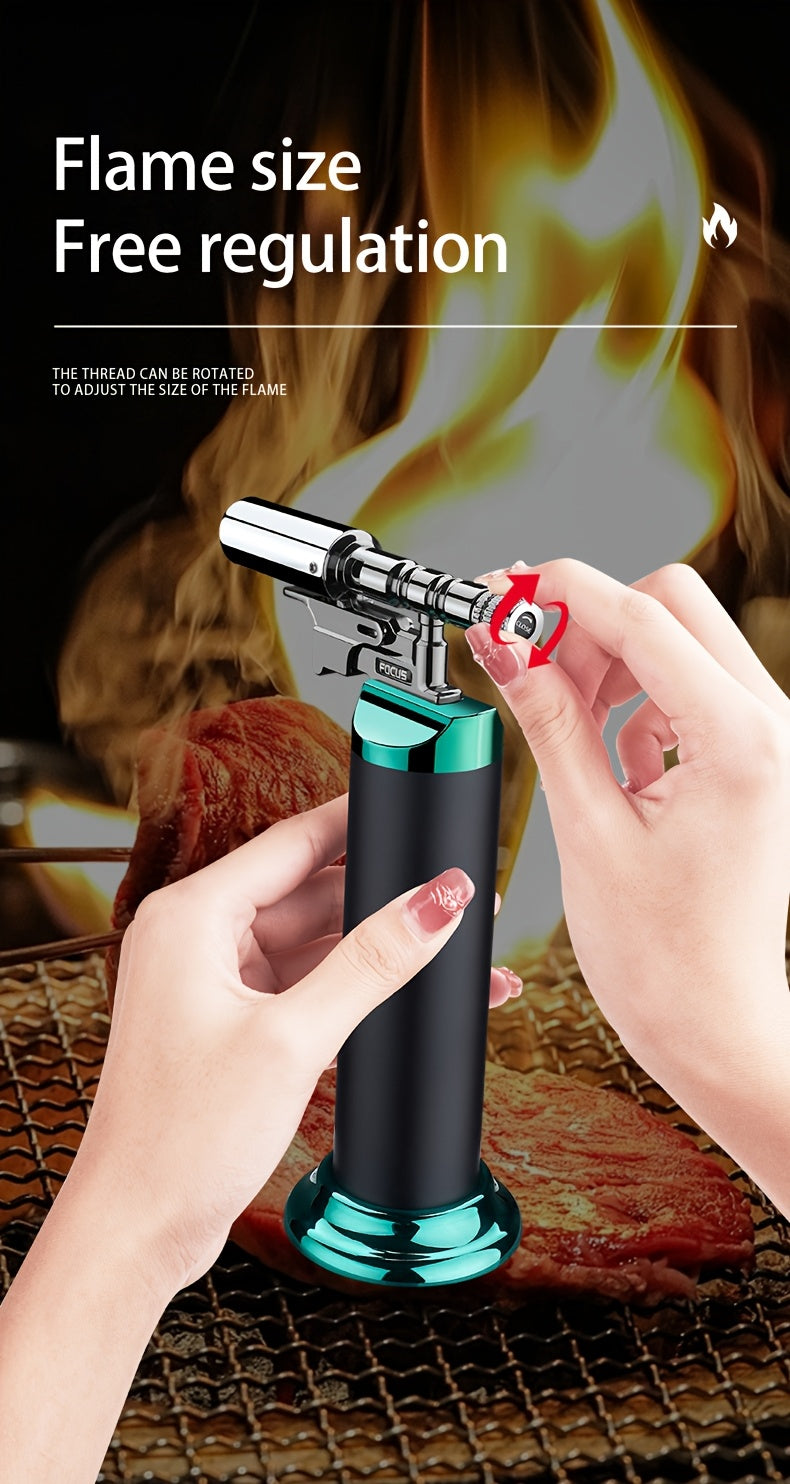Refillable Torch Lighter, Gas Not Included, Adjustable Flame Reference in Black or Bohemian Options for Adult Barbecue, Camping and Kitchen Equipment