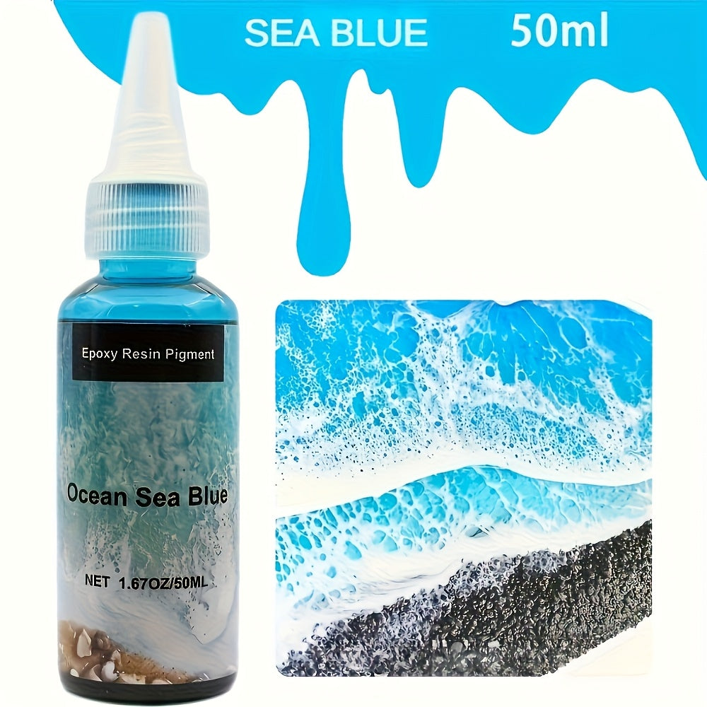 Ocean-Inspired Resin Pigment Set, White, Sea Blue and Deep Blue Oil-Based Colorants, 50ml Each for Ocean Wave Resin Art and Creative Craft Projects