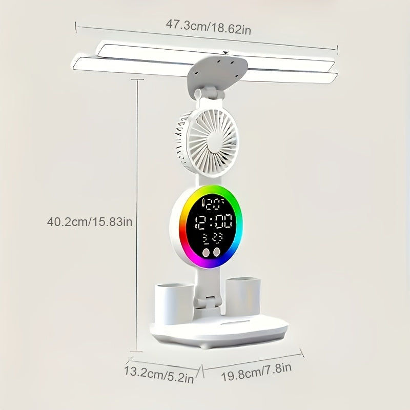 LED Desk Lamp with Built-In Fan, Touch Dimming and Night Light, Listed USB Color-Changing Reading Light with Multi-Angle Adjustment and One- or Two-Piece Options