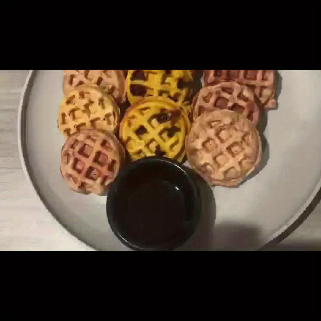 Bite Size Waffle Maker, Mini Belgian Waffle Iron Makes 11 x 2.2 Inch Tiny Waffles, Nonstick Breakfast Machine for Kids and Adults, Aqua Waffle Maker for Kitchen and Desserts