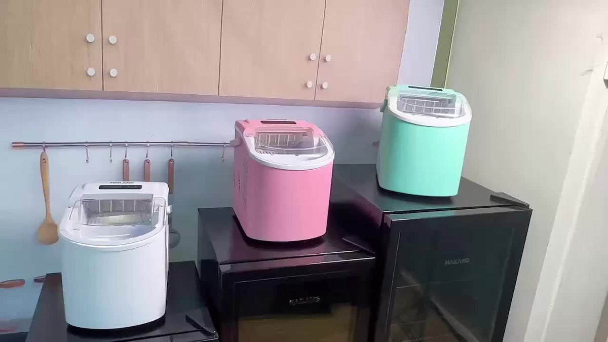 HAILANG Portable Ice Maker with Carry Handle, Two Bullet Ice Sizes, Listed 29lb Daily Output and 9 Cubes in 6 Minutes, Includes Basket and Scoop