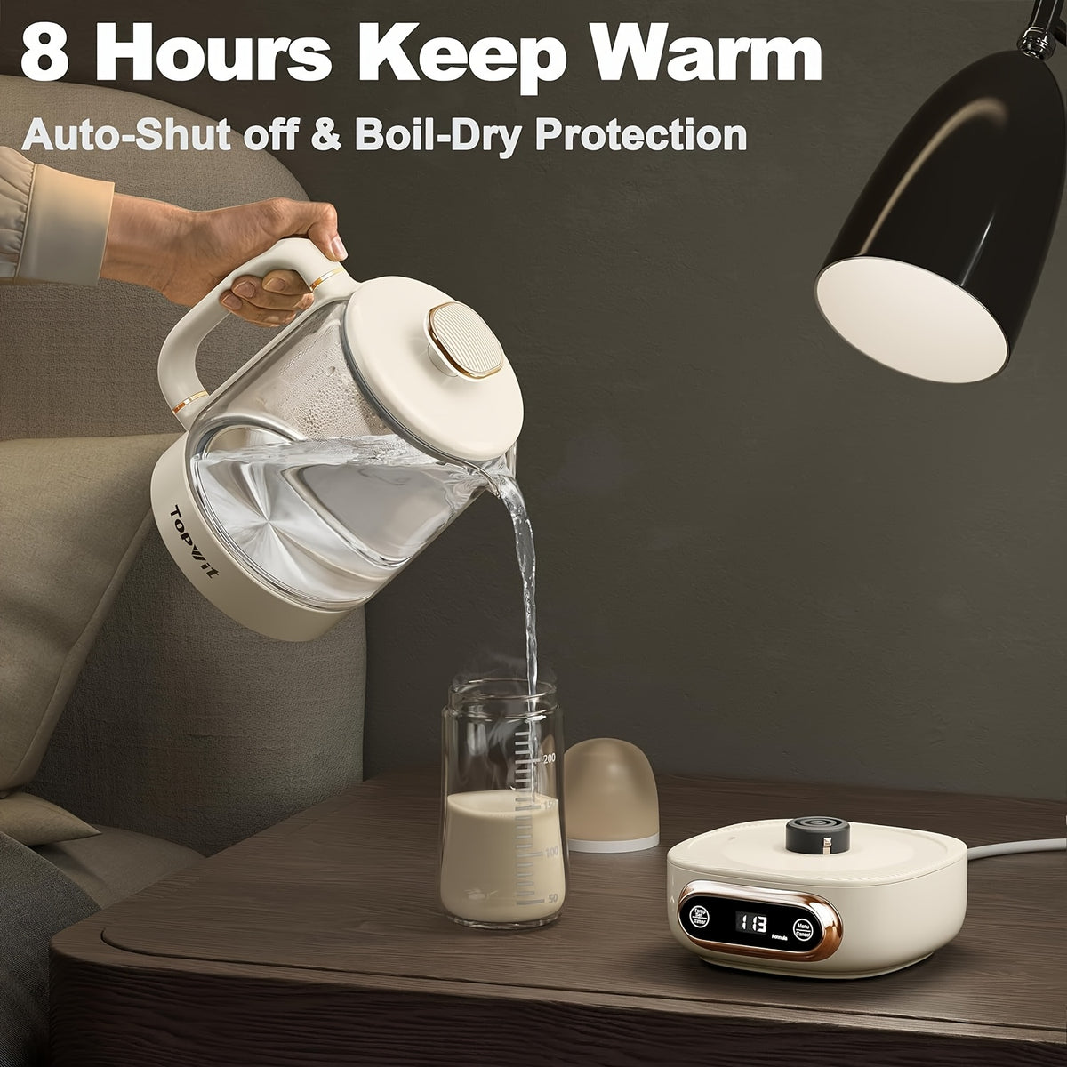 Tea Infuser Electric Kettle by Topwit, 0.8L Glass Tea Maker with Temperature Control, Brewing Programs, 8-Hour Keep Warm and 180-Second Settings Memory