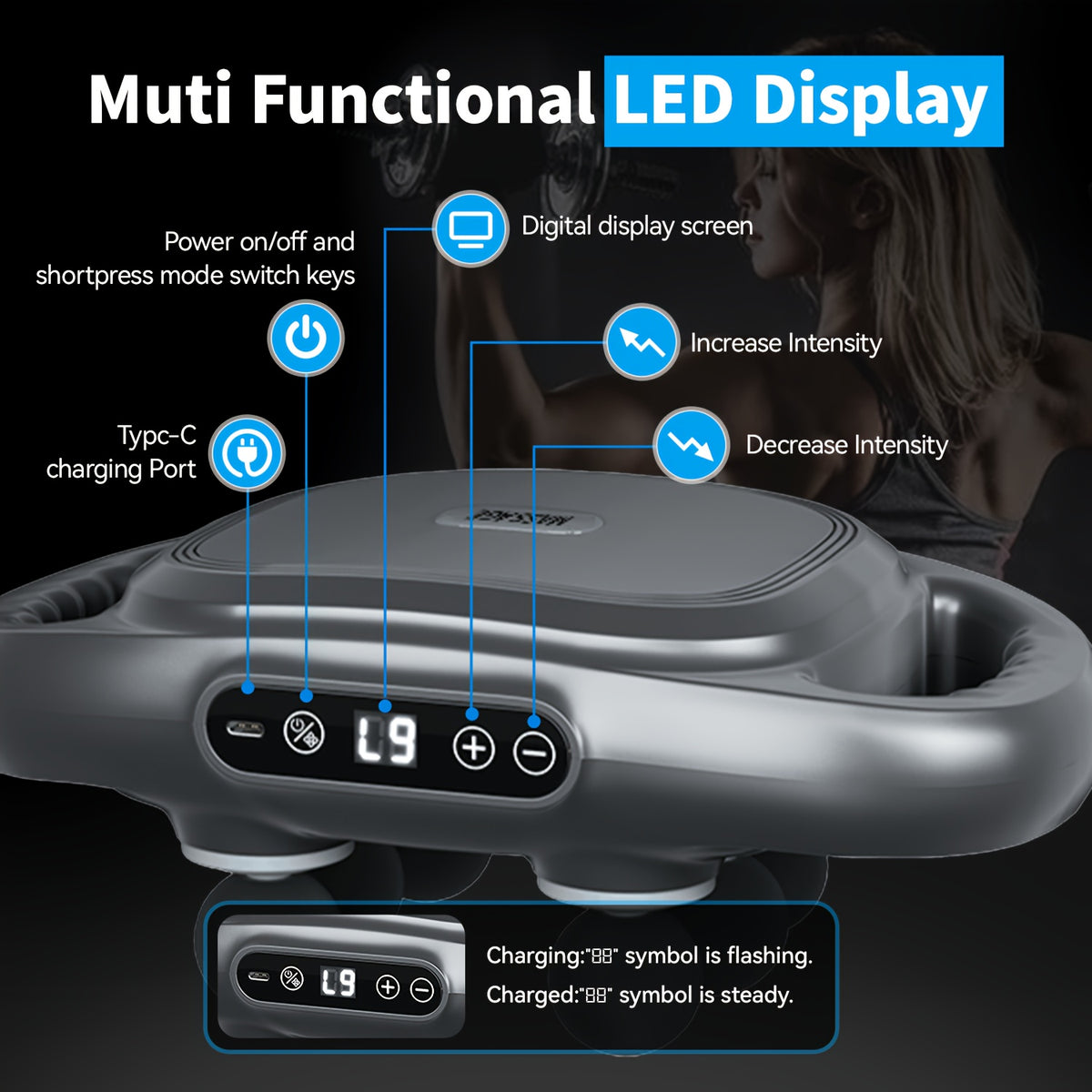Six-Head Tapping Massager with Listed USB Rechargeable Design, Handheld Multi-Head Vibration Massage Device in White or Grey for Home Personal Care and Gifts