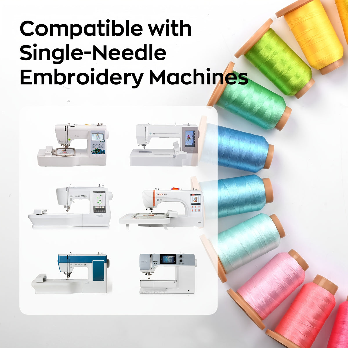 Polyester Embroidery Thread Set by RICHWORD with Listed 40WT 108D/2 Weight and 800M per Spool, 20, 40, 60 or 80-Piece Options for Compatible Sewing Projects