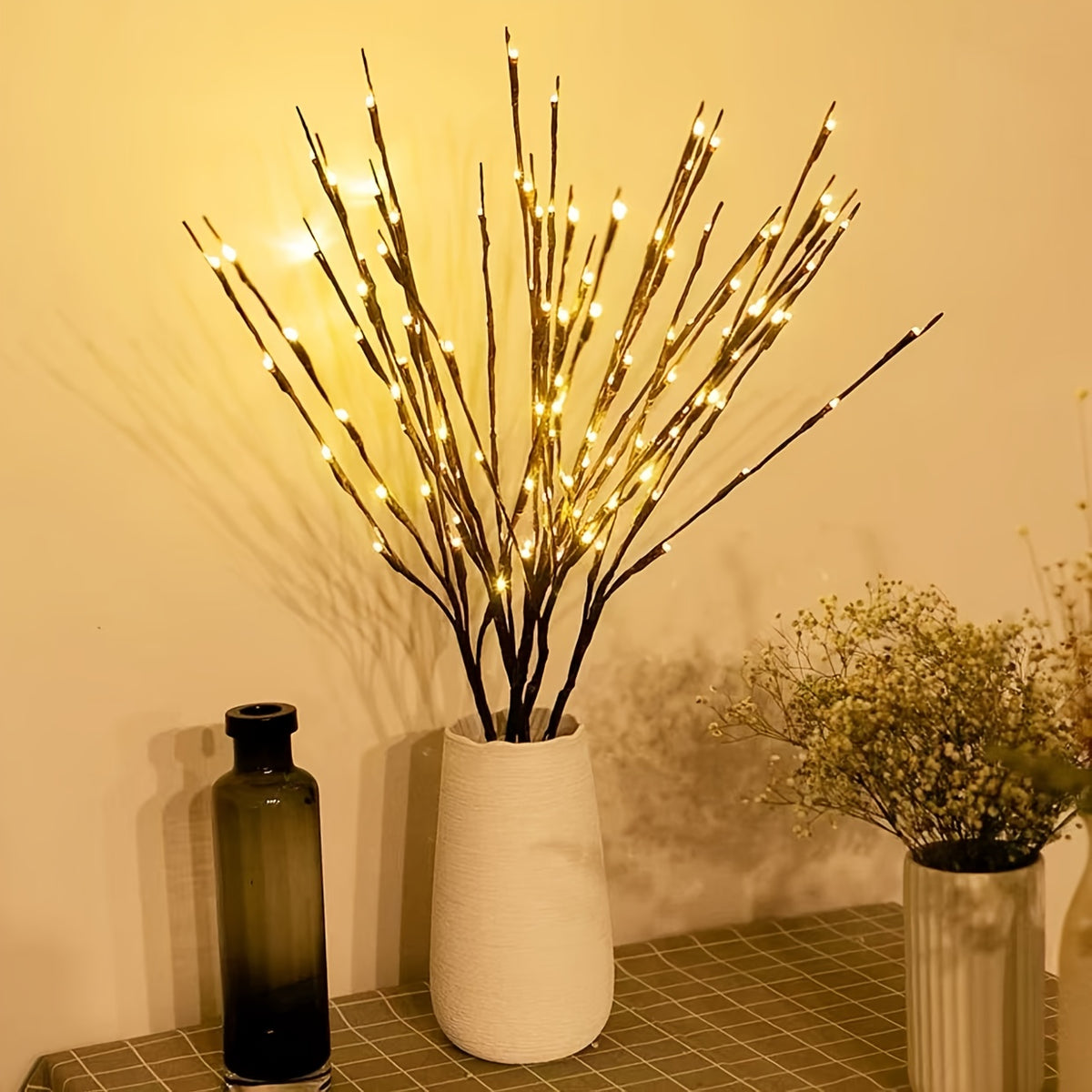 Warm Glow Battery Tree Branch Lights, Two-Piece Simulated Plastic Branch Set with Listed 40 LEDs for Wedding and Holiday Home Decor, Batteries Not Included