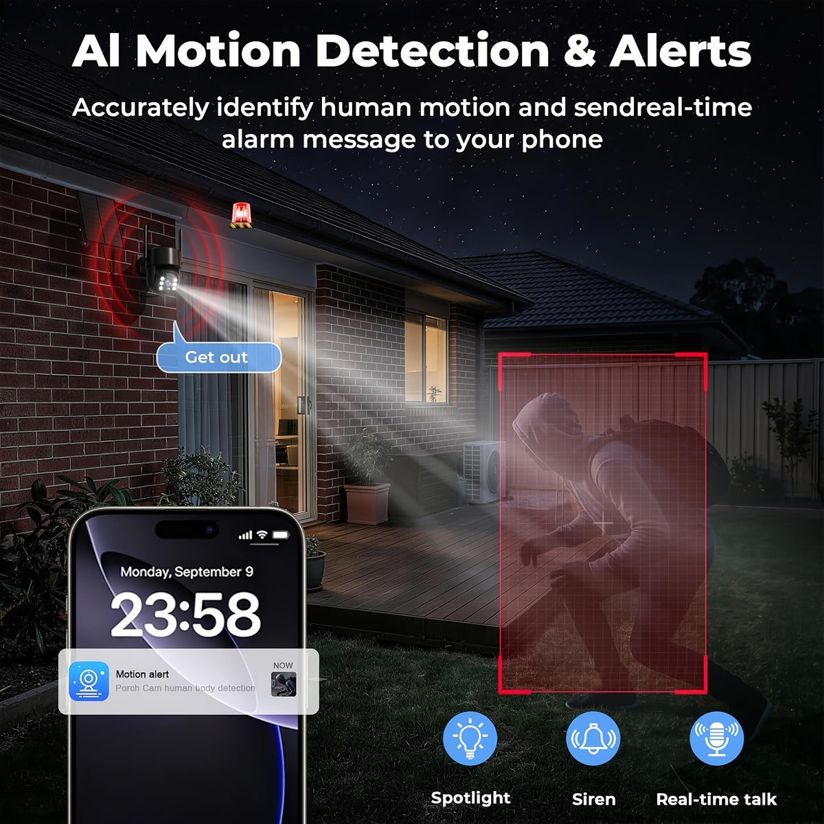 4G LTE Solar Security Camera 5MP with No-WiFi Connectivity, 360° PTZ View, AI Human Tracking, Color Night Vision and Two-Way Audio for Farms and Yards