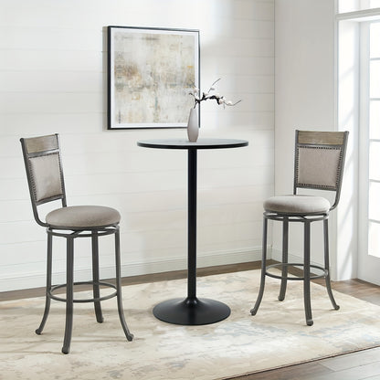 Round Bar Table with Listed 23.5-Inch Diameter Top, Modern Cocktail Furniture in Black or White with Separate Adjustable and Two-Piece Black Options for Small Spaces