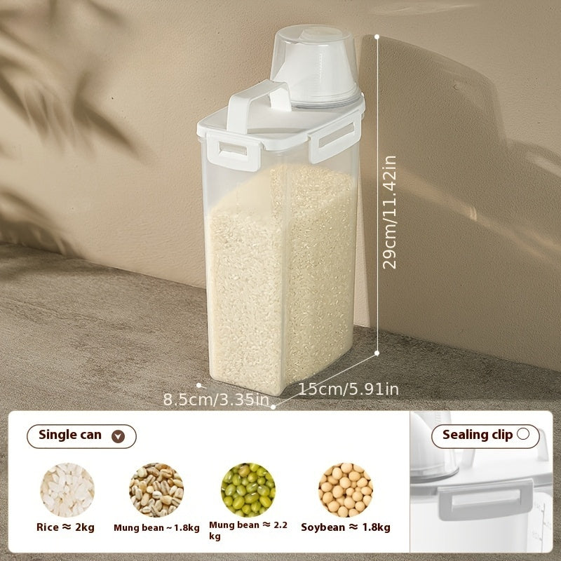 Rice Storage Container with Flip-Top Sealed Lid, Listed 84.54oz Storage Bucket for Flour and Dry Grains, Kitchen Pantry Canister for Everyday Organization