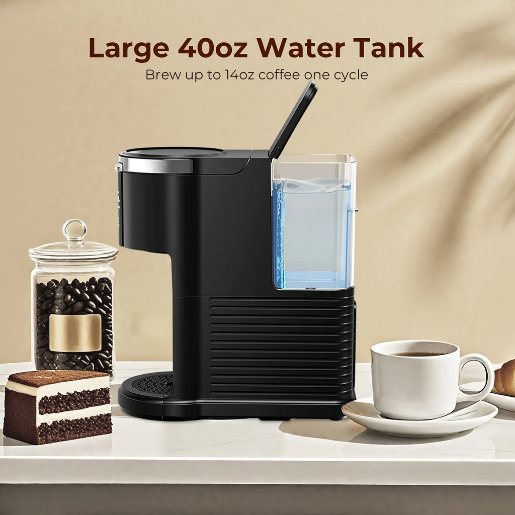 K-Cup Compatible Coffee Maker with Programmable Brewing, Black 2-in-1 Pod and Ground Coffee Brewer with Washable Filter, Keep-Warm and Self-Cleaning