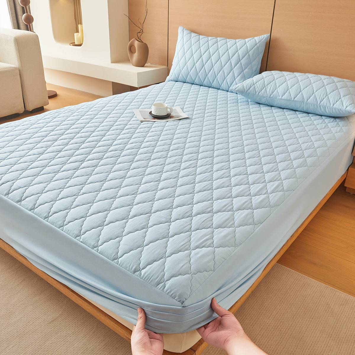 1pc Multi-Color WATERPROOF Mattress Protector Cover, No Pillowcase or Pillow Insert, Soft and Comfortable Solid Color Bedding Waterproof Mattress Cover for Bedroom Guest Room, WATERPROOF Fitted Sheet (Fitted Sheet Only)