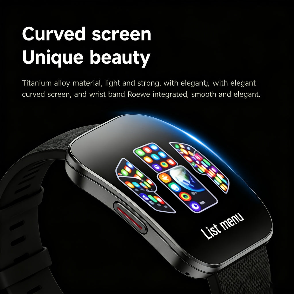 Curved Touchscreen Smart Watch, 1.85-Inch Calling Watch with Message Reminders, Multiple Sports Modes, Camera and Music Controls for iPhone and Android