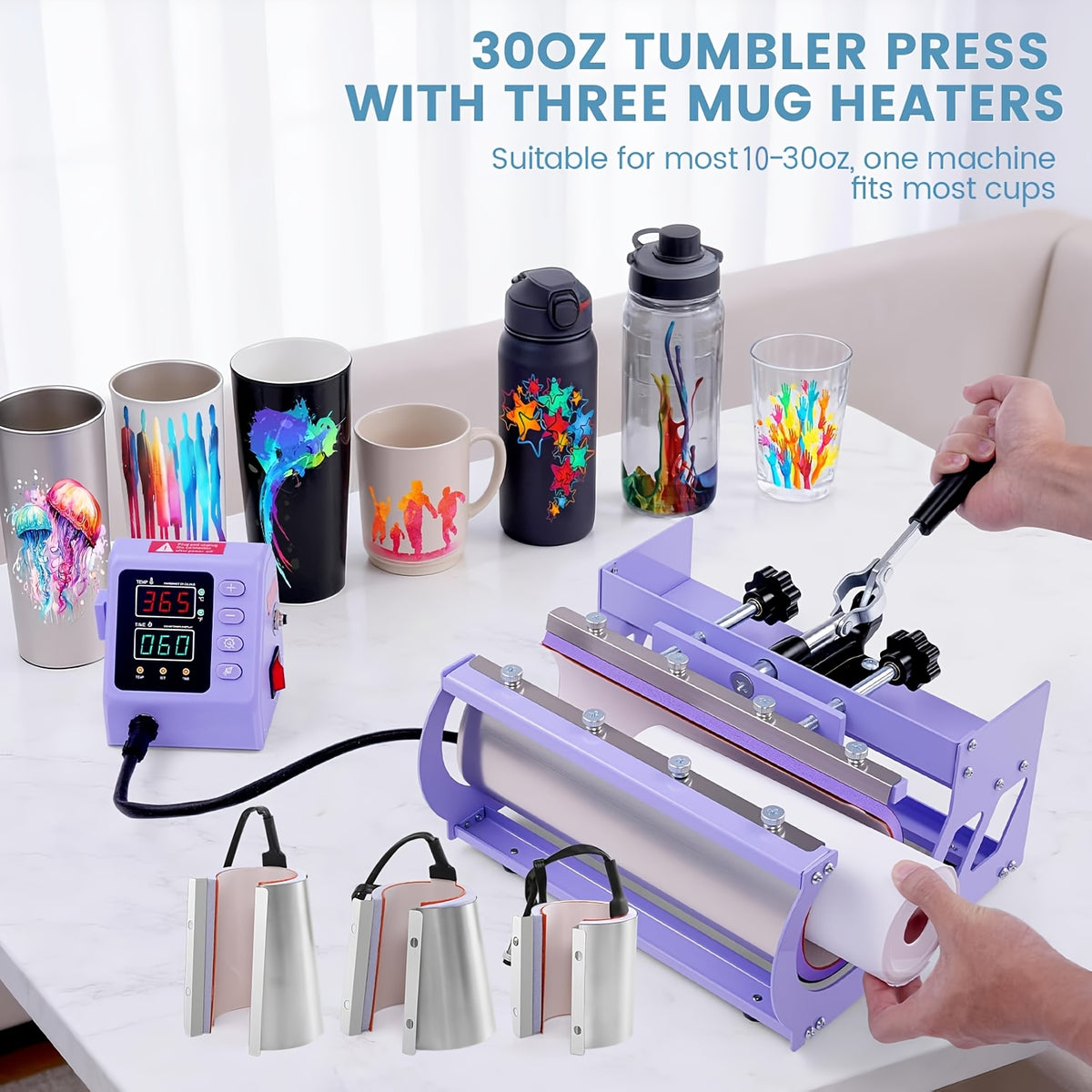 Combo Heat Press Machine with 5-in-1 or 8-in-1 Attachment Sets, 15x15 and 15x12 Inch Options or 12x10 Inch Textile-Only Press for DIY Customization