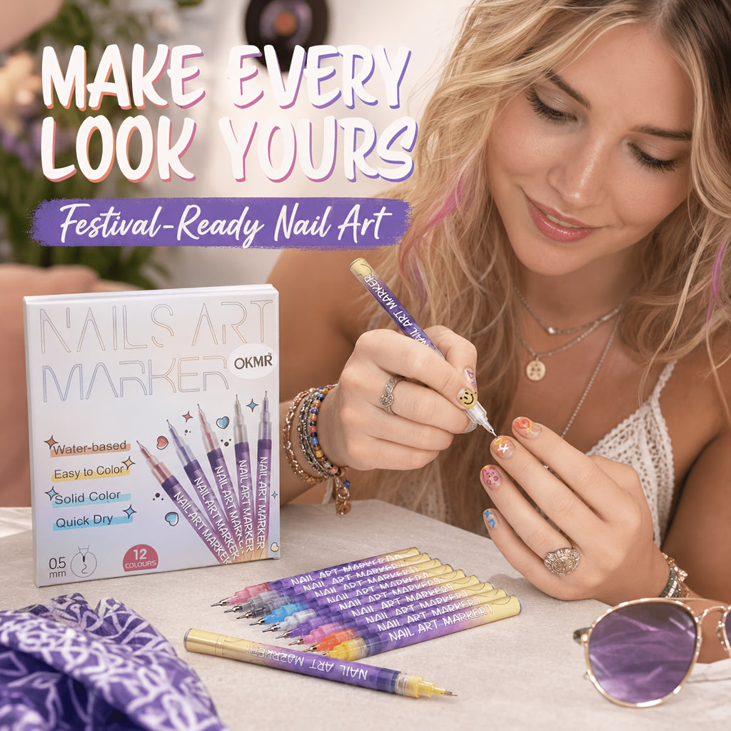 Nail Art Detail Pens with 12-Color and Sticker Set Options, Quick-Drying Manicure Markers for Decorative Dots, Lines and Freehand Designs at Home or Salon