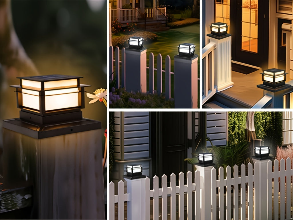 Solar Post Cap Lights 6 Pack for Fence and Deck Posts, Outdoor LED Accent Lighting for Decorative Garden, Porch, Patio and Stair-Area Settings