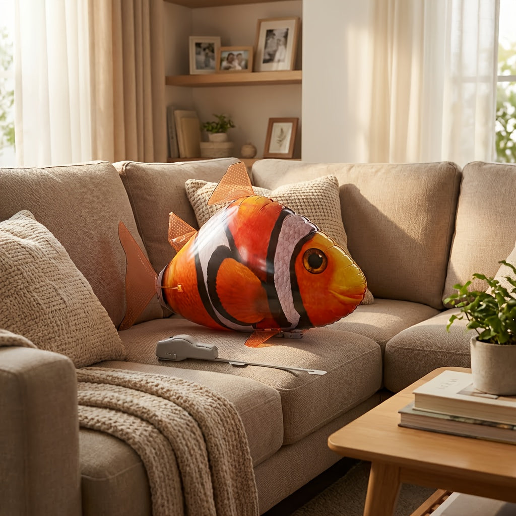 Remote Control Clownfish Balloon, Bright Orange Inflatable Model ZJXCY0818 for Indoor Birthday Parties, Ocean-Themed Events and Supervised Ages 8+ Play