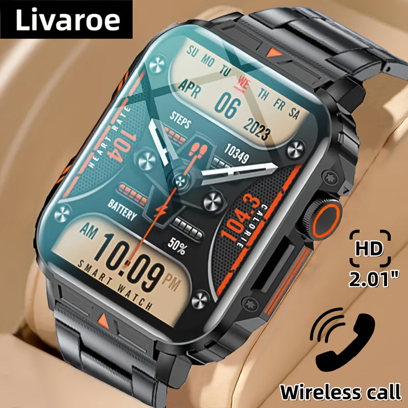 Fitness Smart Watch with 2.01-Inch Full Touchscreen, Pedometer, Call and Message Functions, Black or Pink Silicone and Steel Strap Options for Everyday Activity