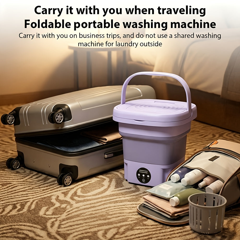 Portable Mini Washing Machine with 2.38gal Listed Volume, Foldable Small-Load Washer for Socks, Underwear and Small Garments, Home Laundry and Travel Storage