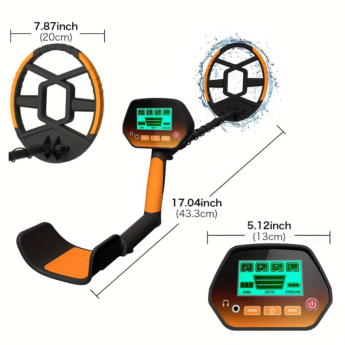 Outdoor Metal Detector with Listed 8-Inch Search Coil, LCD Display and Four Modes, Green, Yellow or Basic Version Options for Garden and Yard Hobby Searching