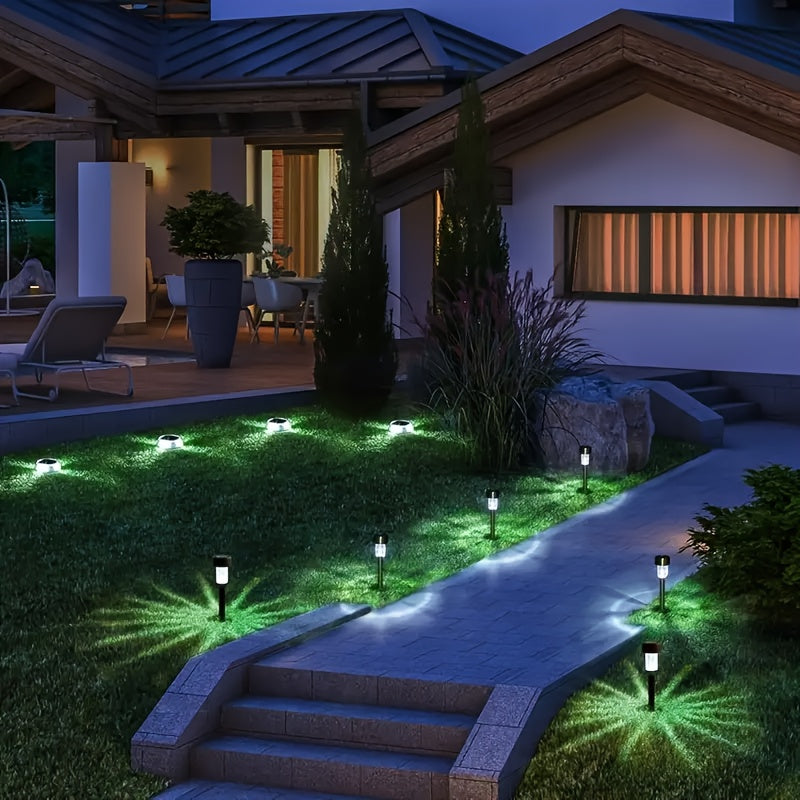Solar LED Rod Lights with Listed Stainless Steel and IP44 Rating, 20 to 50 Piece Pack Labels in Multicolor, White or Warm Light for Garden and Patio Decoration