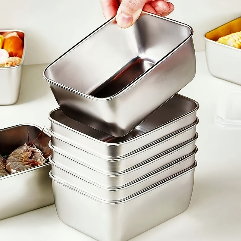 Square Stainless Steel Food Storage Containers with Lids, Listed 6-Piece Reusable Kitchen Set for Refrigerator Sorting, Packed Lunches and Picnic Meal Planning