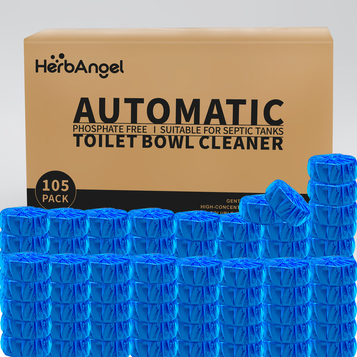 Blue Toilet Cleaning Tablets with Listed Ocean Fragrance, Automatic Toilet Bowl Cleaner Blocks in 24, 32, 48, 64 and 105-Count Options for Bathroom Care