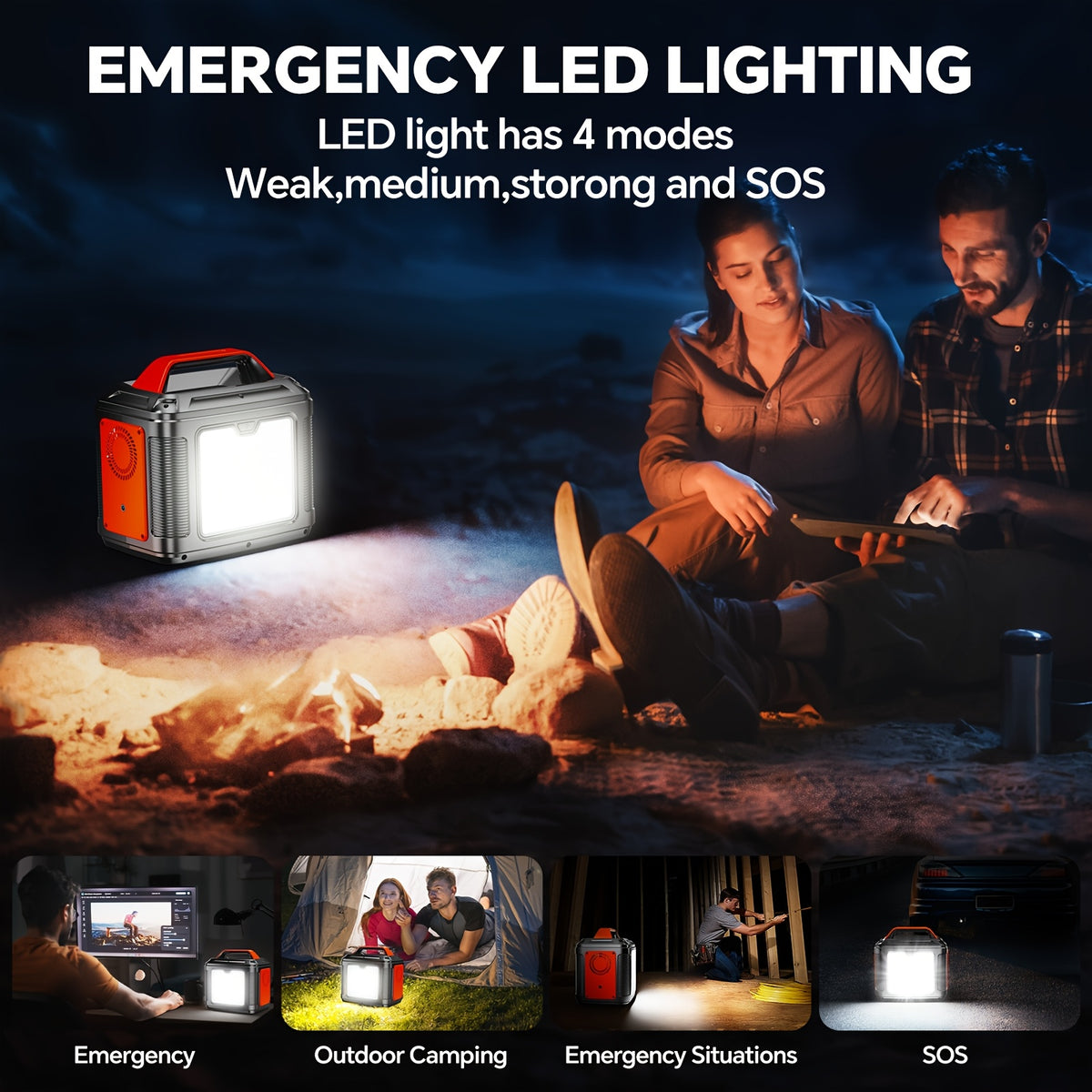 Portable Battery Power Station by SBAOH, 300W Model Options with or without Solar Panel, Digital Display and Listed USB-C PD Charging for Camping and Travel