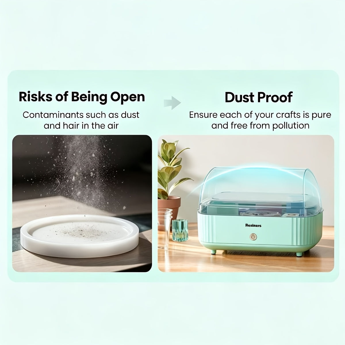 Resin Curing Machine in Mint Green with Tray Reference, Craft Curing Station for Compatible Resin Casting Projects and Adult Home Art Workshop Use