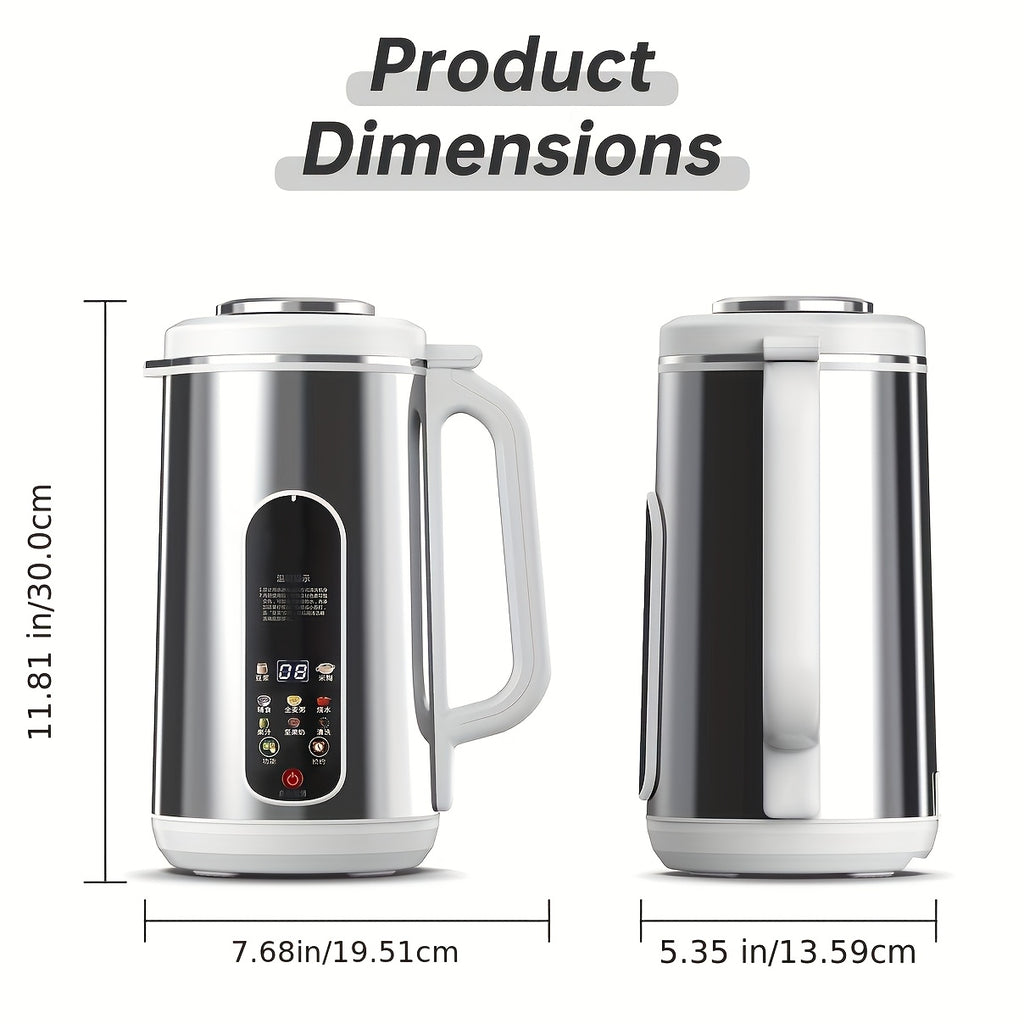 Soy Milk Maker with 1200mL Container, 800W Stainless Steel Multifunction Nut Milk, Soup and Juice Machine with Touch Controls, Auto Cleaning and 24-Hour Timer