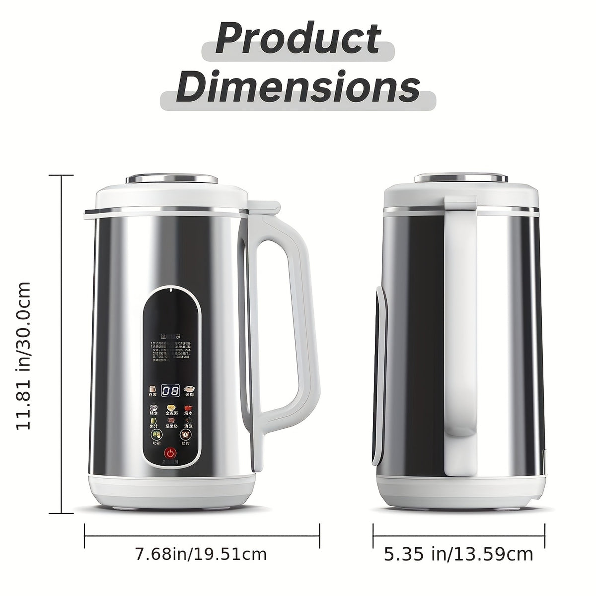 Soy Milk Maker with 1200mL Container, 800W Stainless Steel Multifunction Nut Milk, Soup and Juice Machine with Touch Controls, Auto Cleaning and 24-Hour Timer