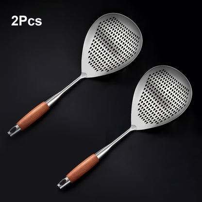 Stainless Steel Skimmer Strainer for Frying and Hot Pot, Large Kitchen Draining Tool with Dishwasher-Safe Design in 1 or 2-Piece Options for Home and Restaurant Use