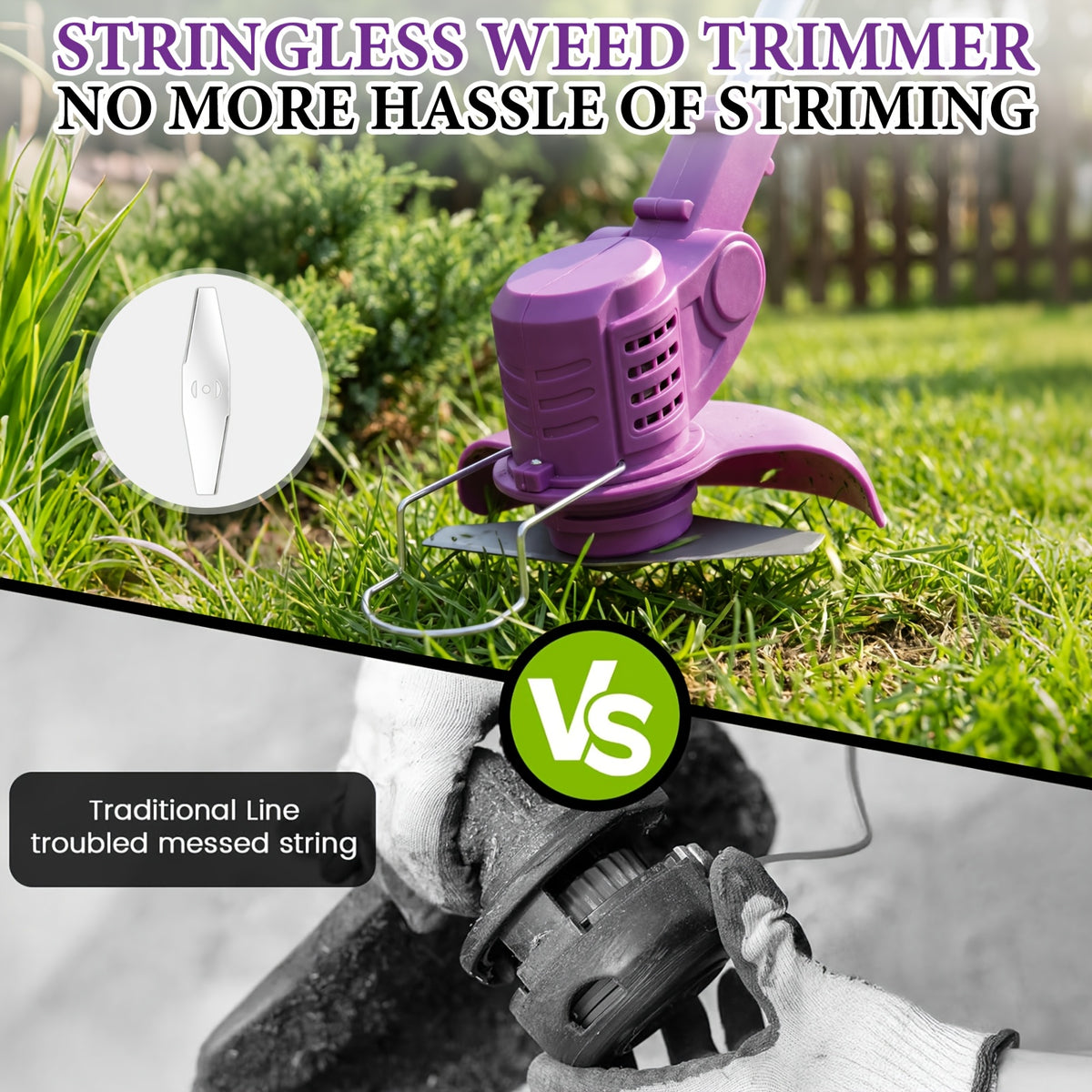 Cordless Weed Trimmer and Edger with Lithium Battery, Compact Electric Garden Grass Cutter with Multiple Blade Options and Single or Dual Battery Configurations