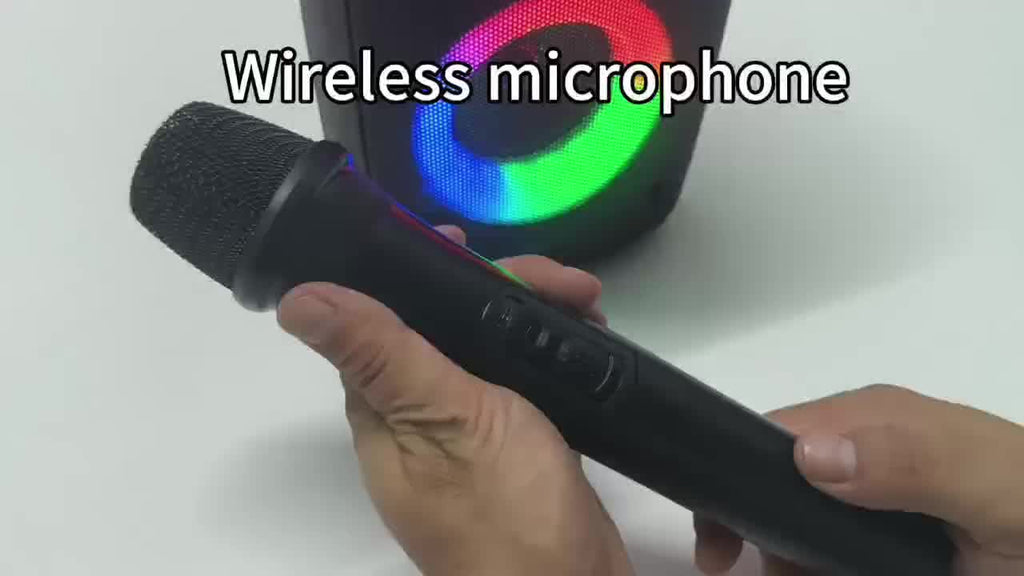 Karaoke Machine with Microphone Options, Portable Bluetooth Speaker with LED Lights, Dual Speakers, TF Card, USB, AUX & TWS for Adults and Home Parties