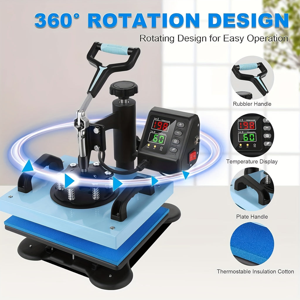 Combo Heat Press Machine with 5-in-1 or 8-in-1 Attachment Sets, 15x15 and 15x12 Inch Options or 12x10 Inch Textile-Only Press for DIY Customization