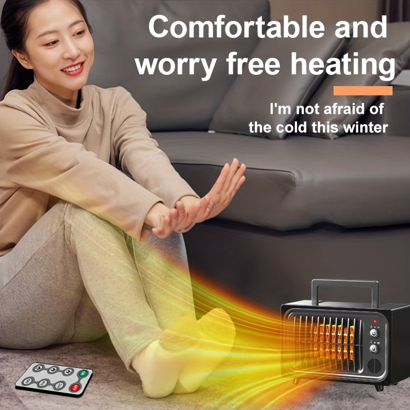 Red PTC Ceramic Heater Fan with Listed Three Modes, Small Electric Space Heater with Overheat and Tip-Over Shutdown Wording for Supervised Indoor Warmth