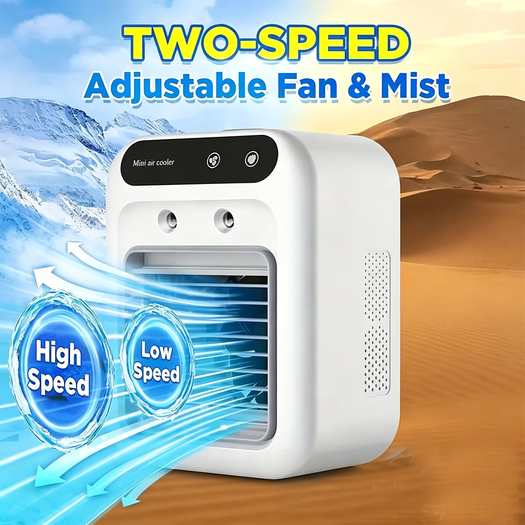Battery-Powered Desk Fan and Humidifier L7 with Listed 2600mAh Battery and 16.91oz Tank, Portable Personal Airflow for Office, Bedroom and Camping Spaces