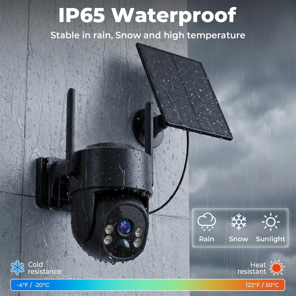 4G LTE Solar Security Camera 5MP with No-WiFi Connectivity, 360° PTZ View, AI Human Tracking, Color Night Vision and Two-Way Audio for Farms and Yards