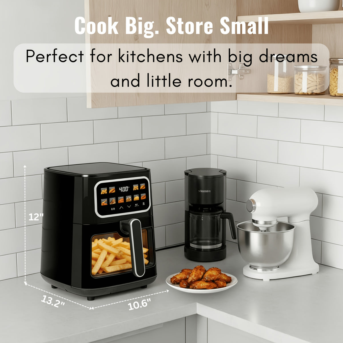 Viewing Window Air Fryer with Listed Angled Color Touchscreen and 8 Cooking Presets, 2.8QT or 6.8QT Options for Everyday Meals, Snacks and Family Gatherings