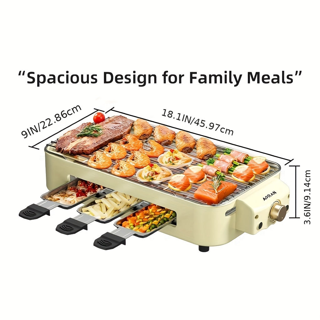 1700W Indoor Electric Grill with Temperature Control, Black Gift-Bag Option and Listed Detachable Nonstick Cooking Board for Home Meals and Tabletop BBQ
