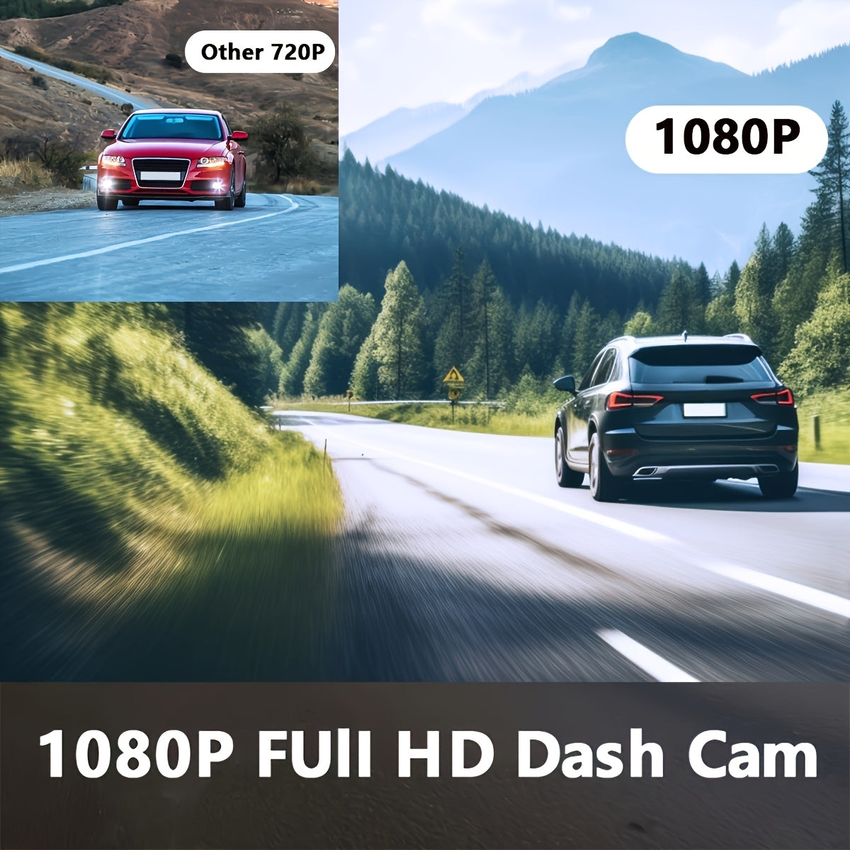 Dual or Triple Lens Dash Cam, Black Vehicle Camera with Listed 1080P Front and 720P Rear Recording, Loop Recording and G-Sensor References, Select 32G and Wi-Fi Options