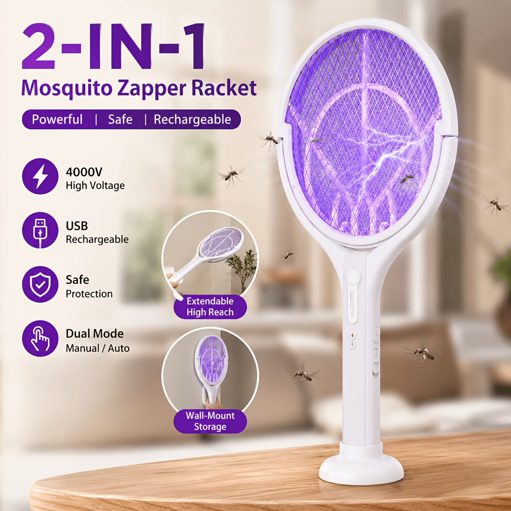 Electric Fly Swatter with Listed Type-C Rechargeable Design, Detachable Construction and Automatic Mode Wording, Single-Piece Indoor Insect-Control Tool