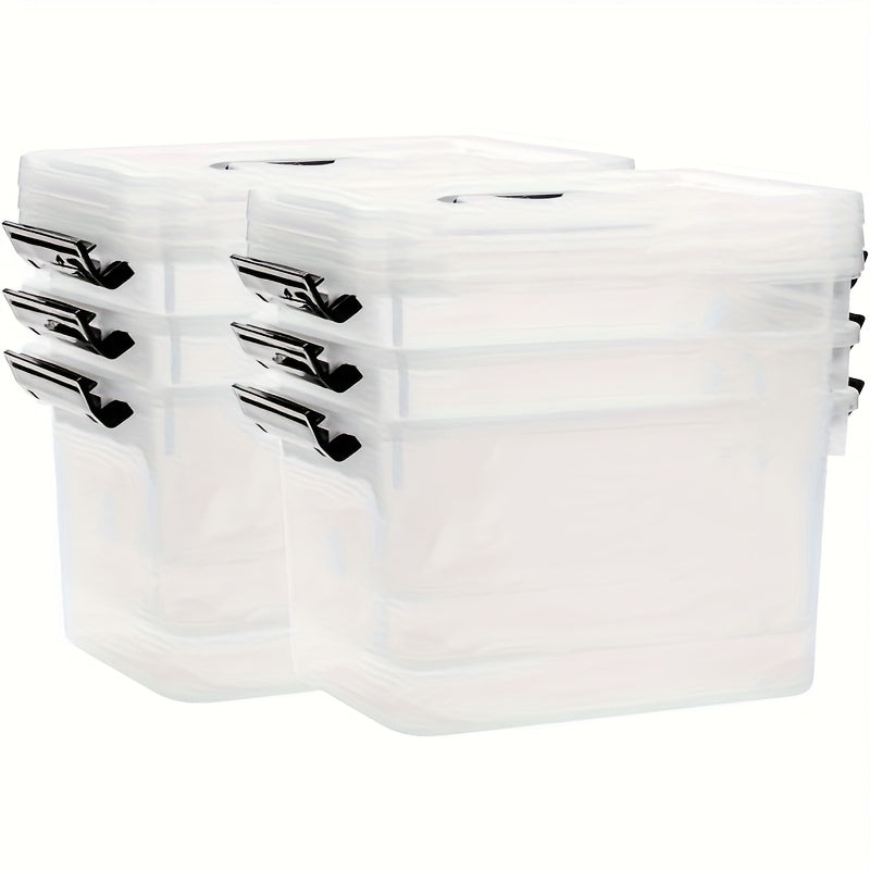 Clear Latching Storage Boxes with Lids, Six-Pack of Listed 6-Quart Stackable Plastic Containers for Bedroom Supplies, Living Room and Household Organization
