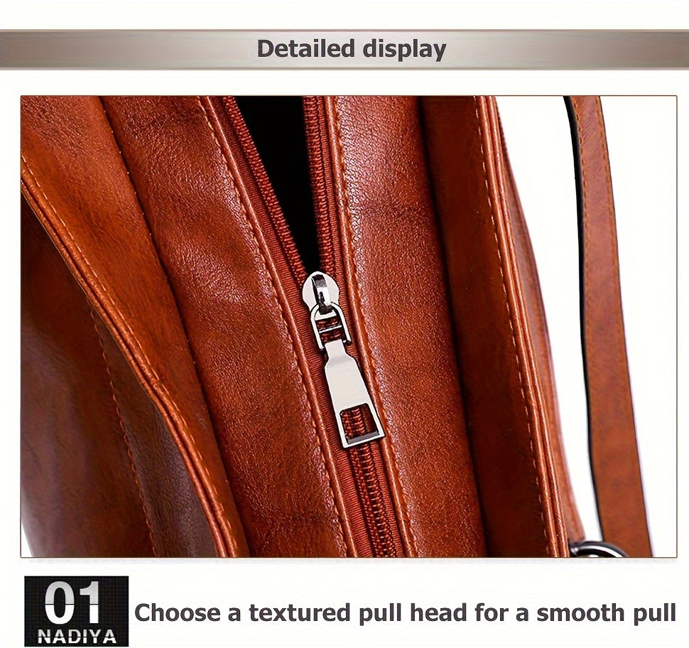 Retro PU Handbag Set for Women, Listed Four-Piece Tote, Crossbody, Shoulder Bag and Wallet Collection in Brown Plus, Black Plus or Blue for Shopping and Date Nights