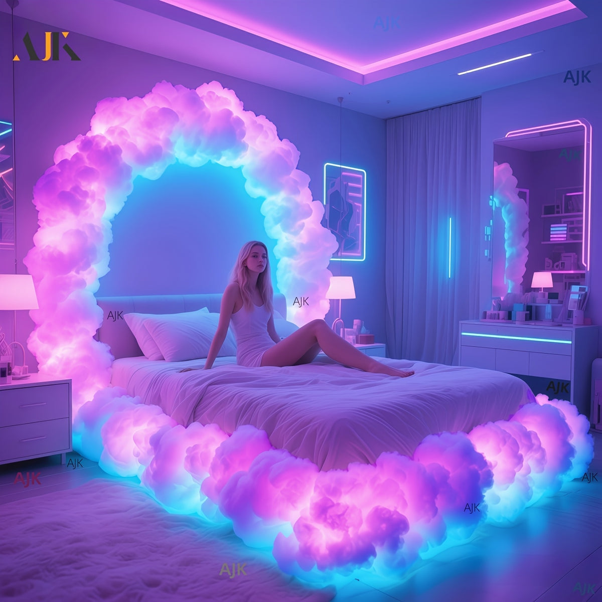 RGBIC Cloud Lamp String Lights with Listed Music Sync and Color-Changing Effects, 192.13-Inch DIY Decorative Lighting for Gaming Rooms, Bedrooms and Living Spaces